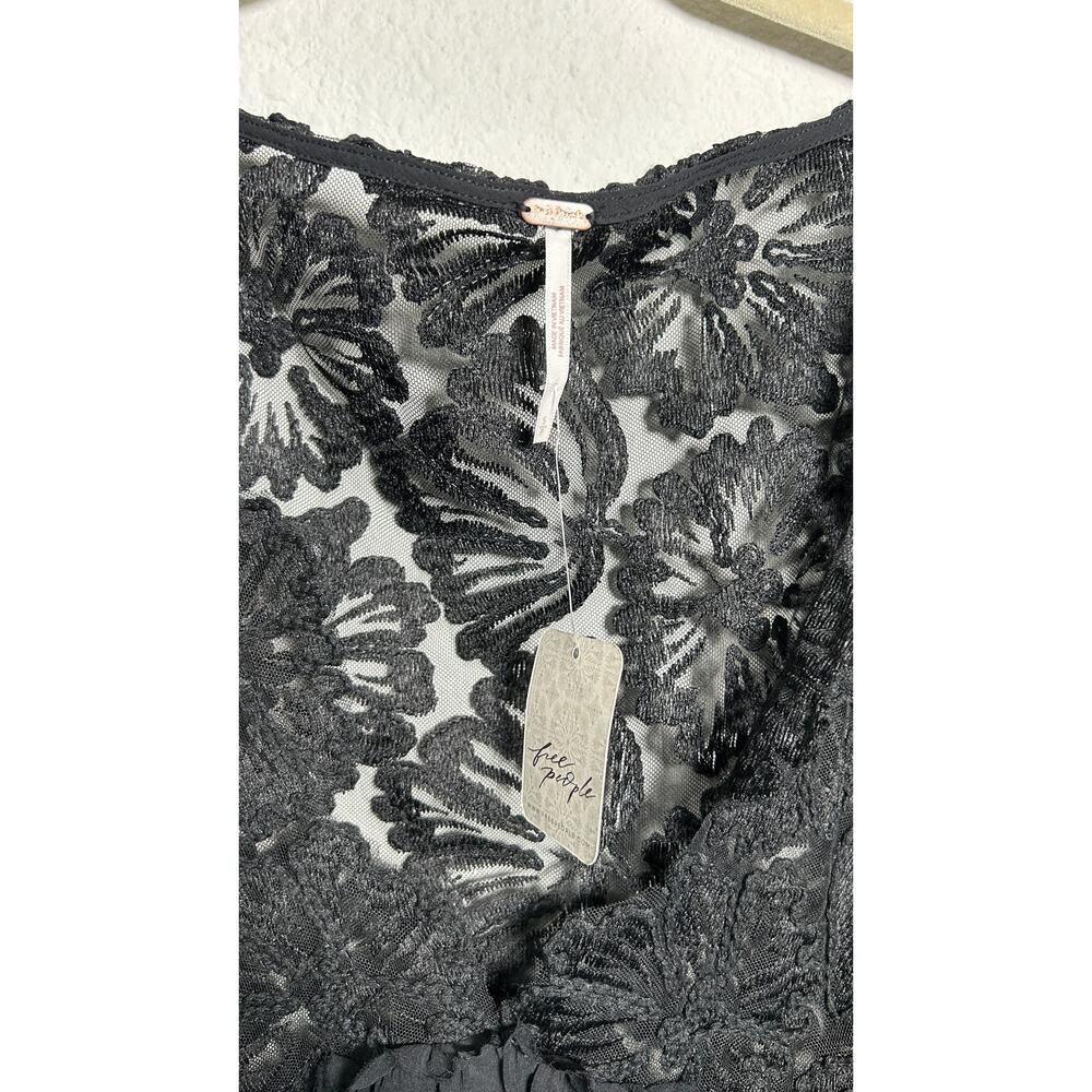 NEW Free People Magdalene Crochet Tunic Lace Top Black Small Boho Femme Goth - Picture 6 of 11